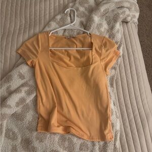 orange square neck top
